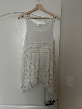 Free People Ivory Polka Dot Mesh Tank